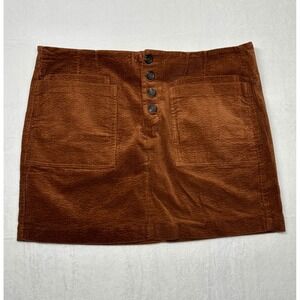 A Beautiful Soul Corduroy Skirt Womens 22 Brown Mini Button Front Pockets